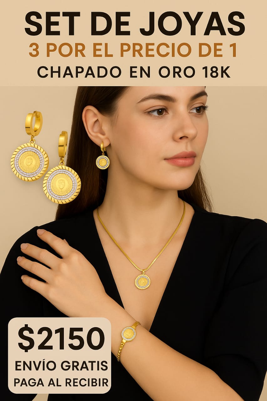 ✨ Set de Joyas 3 en 1 – Enchapado en Oro 18K ✨