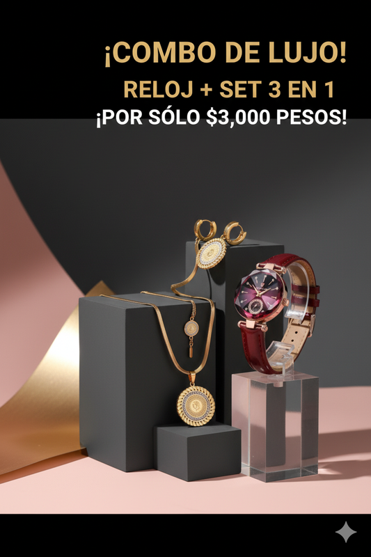 ¡COMBO DE LUJO! RELOJ + SET 3 EN 1 POR SOLO $3,000 PESOS
