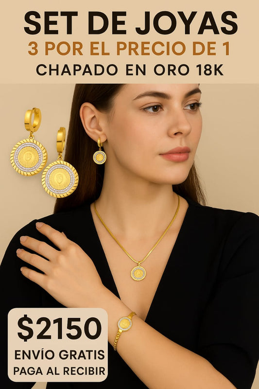 ✨ Set de Joyas 3 en 1 – Enchapado en Oro 18K ✨